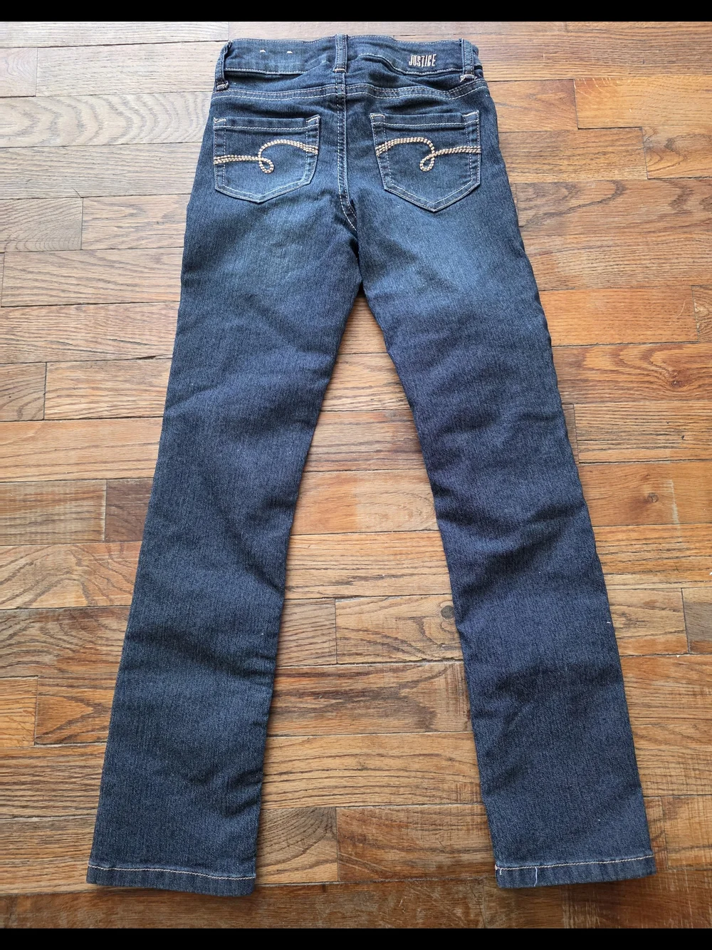 Justice Girls Dark Blue Straight Leg Skinny Jeans